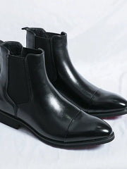 Chelsea Boots Herren Elegant Lederoptik – Schwarz