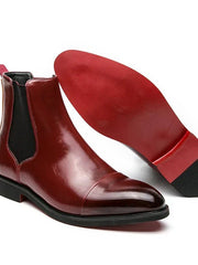 Chelsea Boots Herren Elegant Lederoptik – Rot