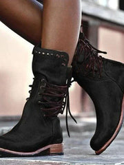 Clio | Damen Stiefelette Schnürstiefel in Braun – Schwarz