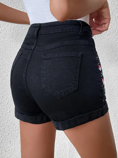 Zephyria – Stylische Baumwoll-Jeansshorts mit hoher Taille