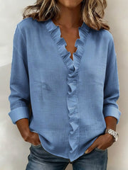 Lena | Stilvolle Bluse für Damen mit Volants – Blau