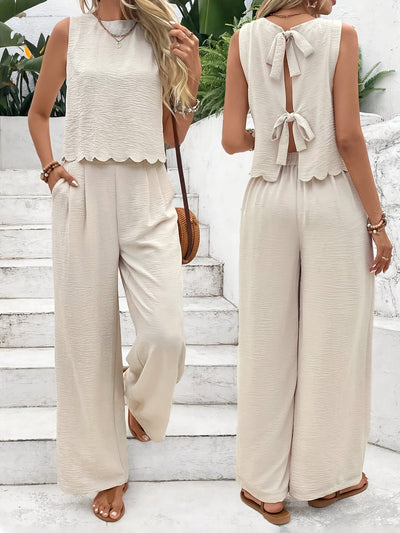 Zweiteiliges Set mit Bindeband in der Taille für Damen