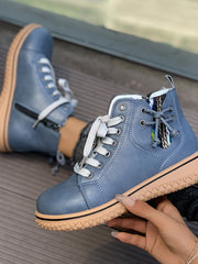 Ella | Stilvolle Leder Boots Damen Trend – Blau