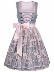 Ottilie | Damen Dirndl Oktoberfest Kleid mit Schürze – Hellblau