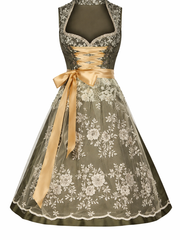 Ottilie | Damen Dirndl Oktoberfest Kleid mit Schürze – Dunkelgrün