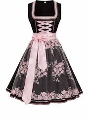 Ottilie | Damen Dirndl Oktoberfest Kleid mit Schürze – Schwarz