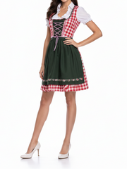 Damen Dirndlkleid Set mit Schürze und Bluse – Grun