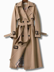 Frieda | Damen Klassischer Taillierter Trenchcoat für den Winter mit Gürtel – Khaki