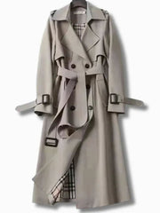 Frieda | Damen Klassischer Taillierter Trenchcoat für den Winter mit Gürtel – Grau