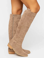 Leonie | Damen Kniestiefel Leder Rutschfest Ganzjährig Komfort – Beige