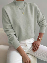 Marlene | Damen Rollkragen Strickpullover mit Rippenmuster Weicher Winterpullover – Hellgrün