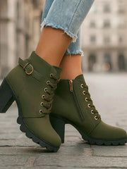 Damen Schnürstiefeletten – Grün