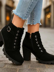 Damen Schnürstiefeletten – Schwarz