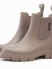 Katharina | Damen Wasserdichte Slip-On Chelsea Stiefel mit Blockabsatz – Braun