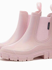 Katharina | Damen Wasserdichte Slip-On Chelsea Stiefel mit Blockabsatz – Rosa