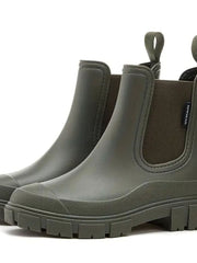 Katharina | Damen Wasserdichte Slip-On Chelsea Stiefel mit Blockabsatz – Grün