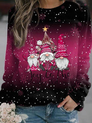 Amelie | Damen Weihnachts-Strickpullover Locker Weihnachtsmotiv Rundhals – Rosa