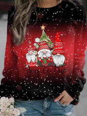 Amelie | Damen Weihnachts-Strickpullover Locker Weihnachtsmotiv Rundhals – Rot