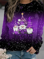 Amelie | Damen Weihnachts-Strickpullover Locker Weihnachtsmotiv Rundhals – Lila