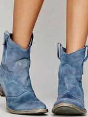 Luisa | Damen Wildleder-Westernstiefel für einen stilvollen Look mit niedrigem Absatz – Blau