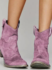 Luisa | Damen Wildleder-Westernstiefel für einen stilvollen Look mit niedrigem Absatz – Rosa