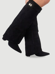 Marie | Damenstiefel Wildleder Kniehoch Elegante Stiefel – Schwarz Wildleder