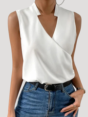 Dorothea | Damen Wickel Ärmellose Bluse – Weiß