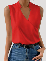 Dorothea | Damen Wickel Ärmellose Bluse – Rot