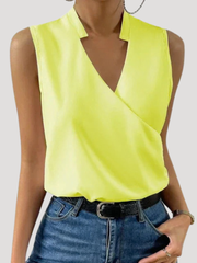 Dorothea | Damen Wickel Ärmellose Bluse – Gelb