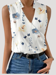 Dorothea | Damen Wickel Ärmellose Bluse – Blumenmuster 1