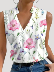 Dorothea | Damen Wickel Ärmellose Bluse – Blumig 2