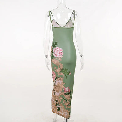 Lianna | Maxikleid mit rosa Blumenakzenten