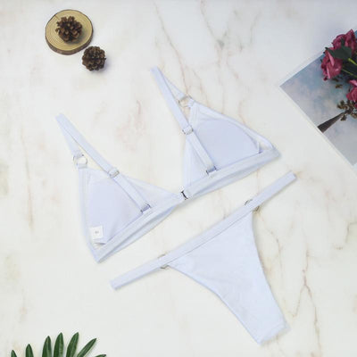 Triangel Bikini Set Damen – Veganleder Look, Verstellbar
