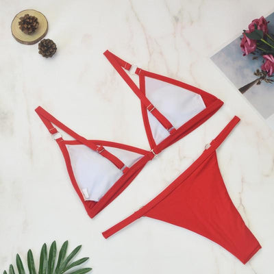 Triangel Bikini Set Damen – Veganleder Look, Verstellbar
