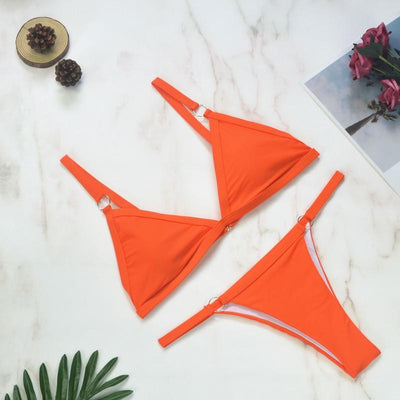 Triangel Bikini Set Damen – Veganleder Look, Verstellbar