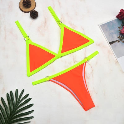 Triangel Bikini Set Damen – Veganleder Look, Verstellbar