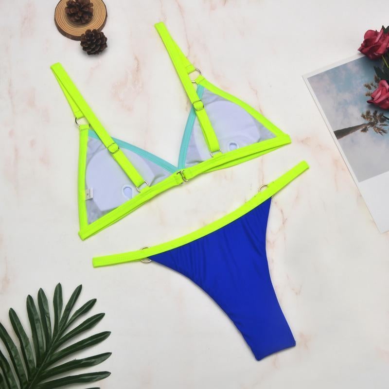 Triangel Bikini Set Damen – Veganleder Look, Verstellbar