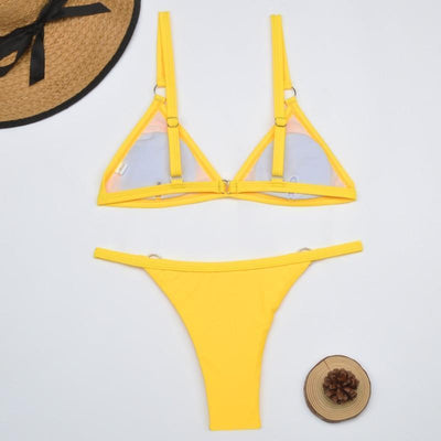 Triangel Bikini Set Damen – Veganleder Look, Verstellbar