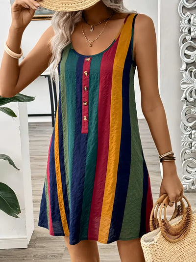 Aishia – Bunt gestreiftes Minikleid