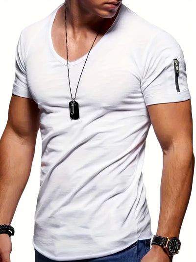 Faustino - locker sitzendes herren-t-shirt mit v-ausschnitt