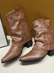 Valentina | Markante Western-Stiefel Mit Nieten Für Damen – Braun