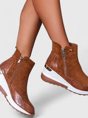 Charlotte | Orthopädische Und Stilvolle Keilabsatz-Stiefeletten – Braun