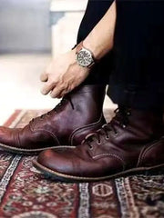 Oscar | Klassische Leder-Schnürstiefeletten mit Cap-Toe – Dunkelbraun