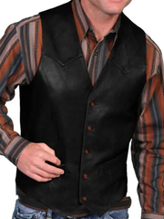 Eadric | Herren Trachtenweste im Western Stil – Schwarz