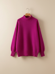 Edelma | Damen Strickpullover mit Stehkragen – Gelb