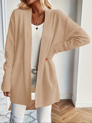 Edelrika | Damen Oversize Strickjacke Offen – Khaki