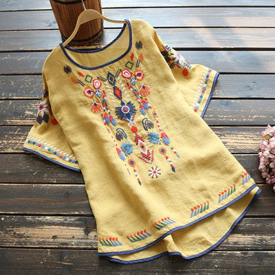 Nivelle – Bestickte Leinenbluse