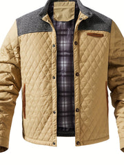 Wendelin | Herren Steppjacke mit Stehkragen – Braun-Orange