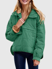 Fennara | Damen Steppjacke Oversize Pullover-Jacke – Grün