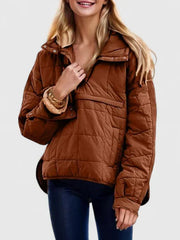 Fennara | Damen Steppjacke Oversize Pullover-Jacke – Dunkelbraun